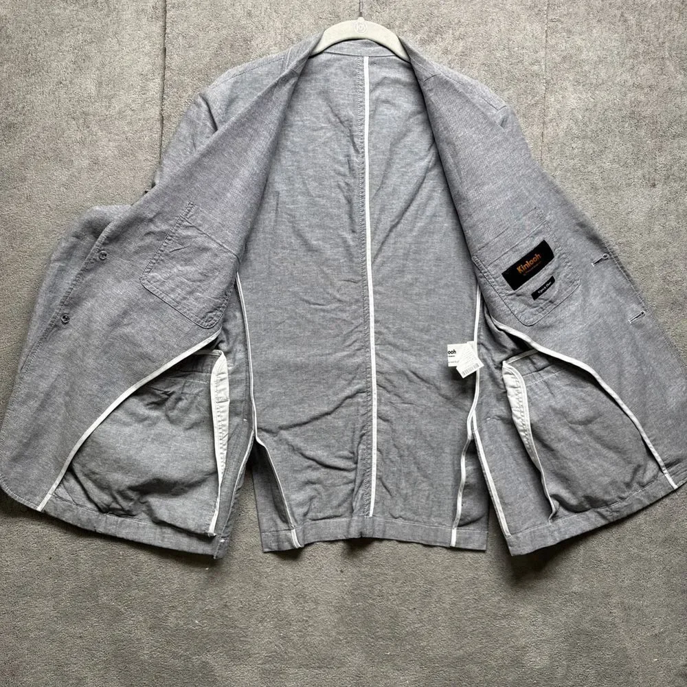 Kinloch Anderson Tweed Jacket 36R‎ Blazer Gray 2 Button Refined Luxury Designer